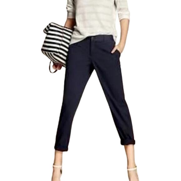 Banana Republic City Chino Cuff Hem Ankle Pant in Navy Blue Size 2 Petite - Picture 1 of 5